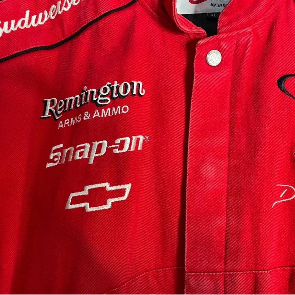 🏎️ VTG 90’s DALE EARNHARDT JR. WINSTON CUP BUDWEISER NASCAR RACING JACKET Men XL - Picture 3 of 14